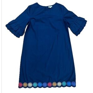 Crewcuts  Navy Dress with Ruffle Sleeves and Floral embroidered 14 (Girls)